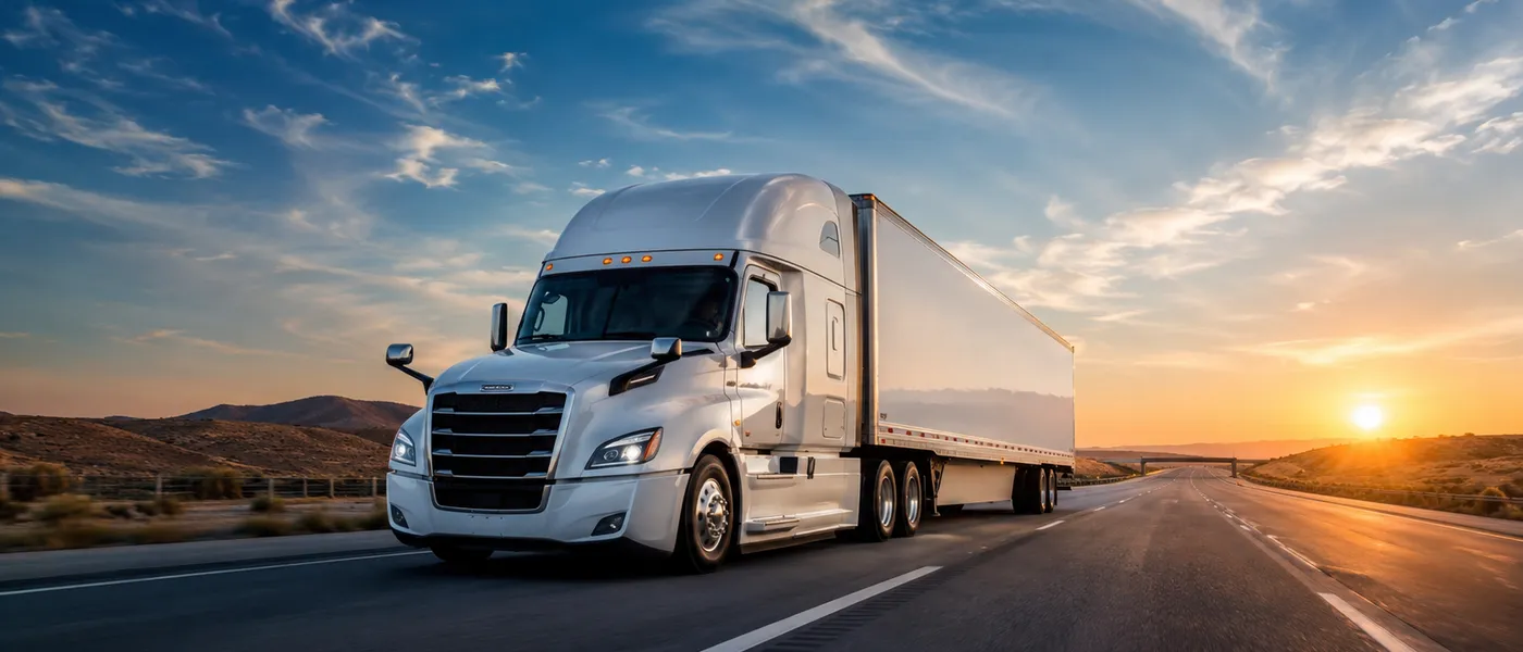 Lykes Cartage truck on the open road at sunset