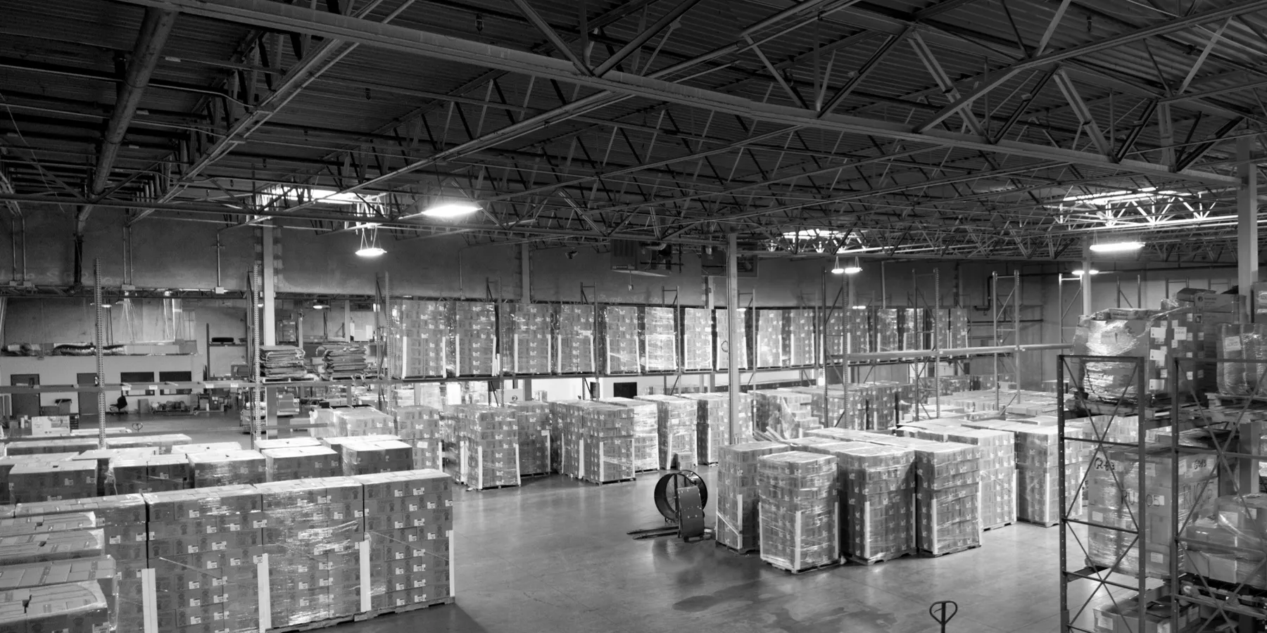 Interior panorama of a Lykes Cartage warehouse facility